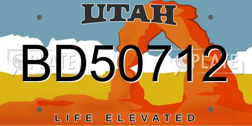 BD50712 Utah License Plate