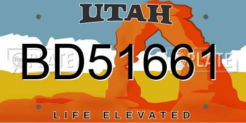 BD51661 Utah License Plate