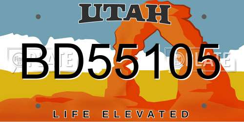 BD55105 Utah License Plate