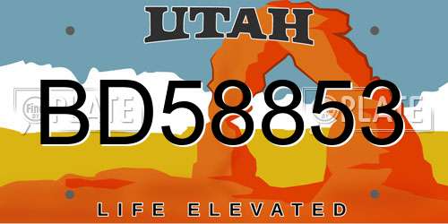 BD58853 Utah License Plate