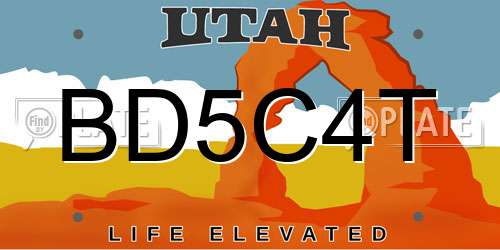 BD5C4T Utah License Plate