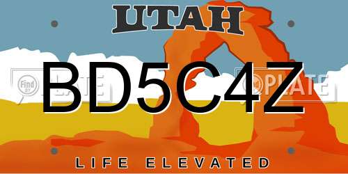 BD5C4Z Utah License Plate