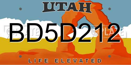 BD5D212 Utah License Plate