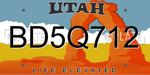 BD5Q712 Utah License Plate