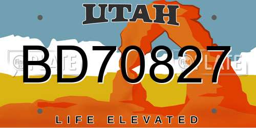BD70827 Utah License Plate