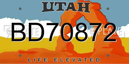 BD70872 Utah License Plate