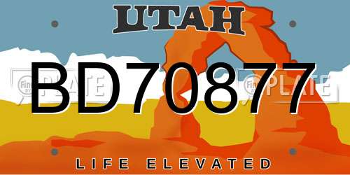 BD70877 Utah License Plate