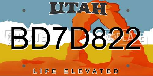 BD7D822 Utah License Plate
