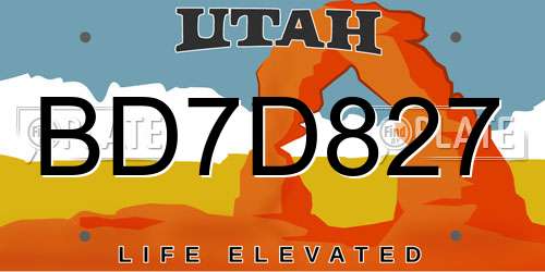 BD7D827 Utah License Plate