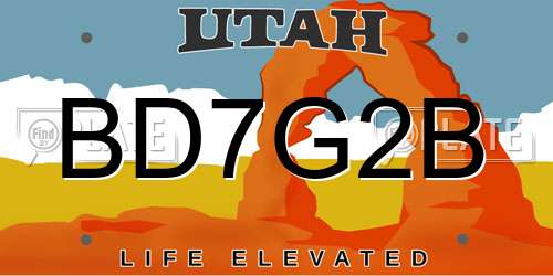 BD7G2B Utah License Plate