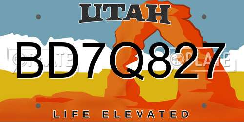 BD7Q827 Utah License Plate
