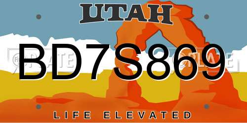BD7S869 Utah License Plate