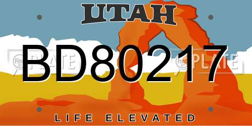 BD80217 Utah License Plate