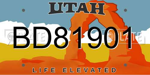 BD81901 Utah License Plate