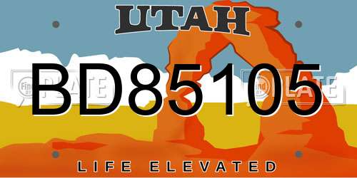 BD85105 Utah License Plate