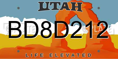 BD8D212 Utah License Plate