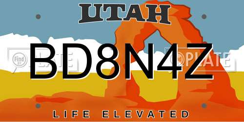 BD8N4Z Utah License Plate