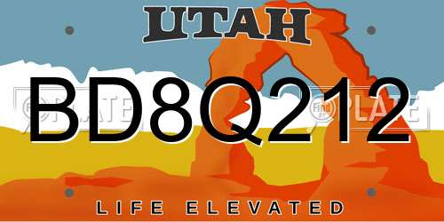 BD8Q212 Utah License Plate