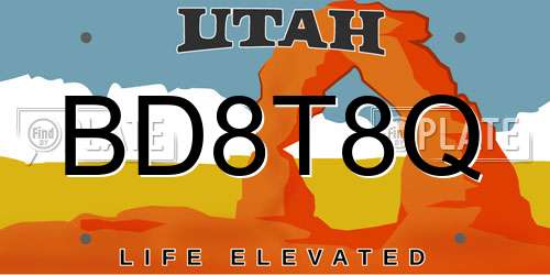 BD8T8Q Utah License Plate