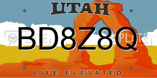 BD8Z8Q Utah License Plate