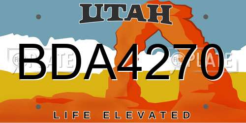 BDA4270 Utah License Plate