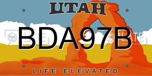 BDA97B Utah License Plate
