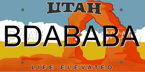 BDABABA Utah License Plate