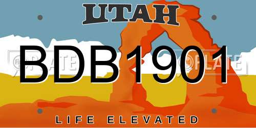BDB1901 Utah License Plate
