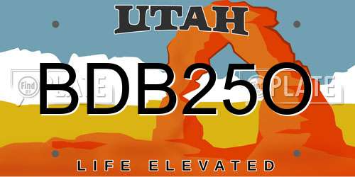 BDB25O Utah License Plate