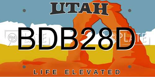 BDB28D Utah License Plate