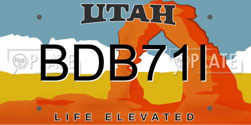 BDB71I Utah License Plate