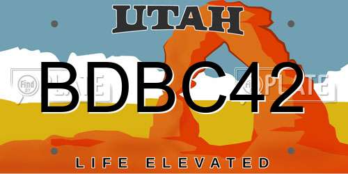 BDBC42 Utah License Plate