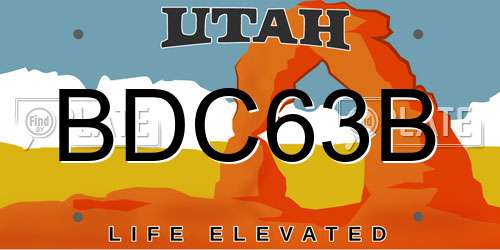 BDC63B Utah License Plate
