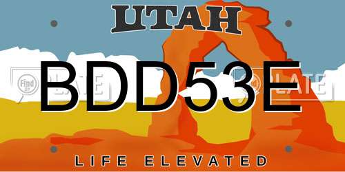 BDD53E Utah License Plate
