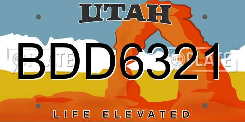BDD6321 Utah License Plate