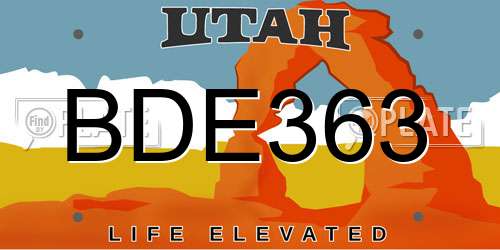 BDE363 Utah License Plate
