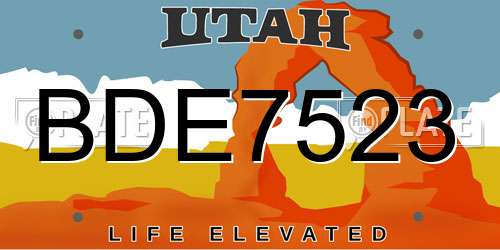 BDE7523 Utah License Plate