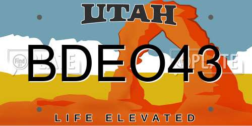 BDEO43 Utah License Plate
