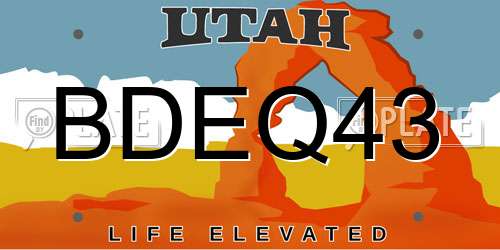 BDEQ43 Utah License Plate