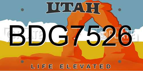 BDG7526 Utah License Plate