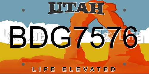 BDG7576 Utah License Plate