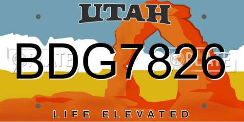 BDG7826 Utah License Plate