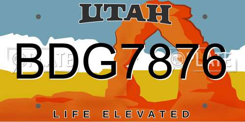 BDG7876 Utah License Plate
