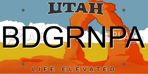 BDGRNPA Utah License Plate
