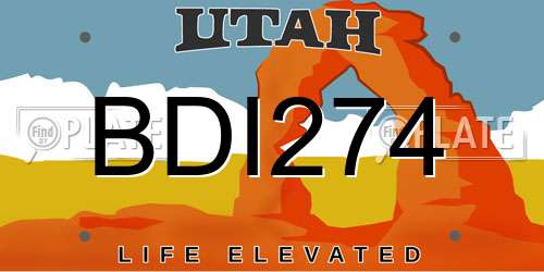 BDI274 Utah License Plate