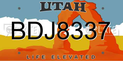 BDJ8337 Utah License Plate