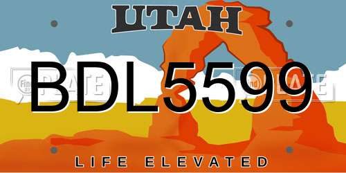 BDL5599 Utah License Plate