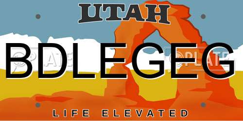 BDLEGEG Utah License Plate