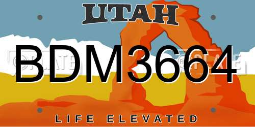 BDM3664 Utah License Plate