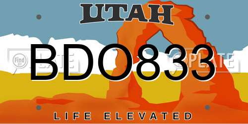 BDO833 Utah License Plate